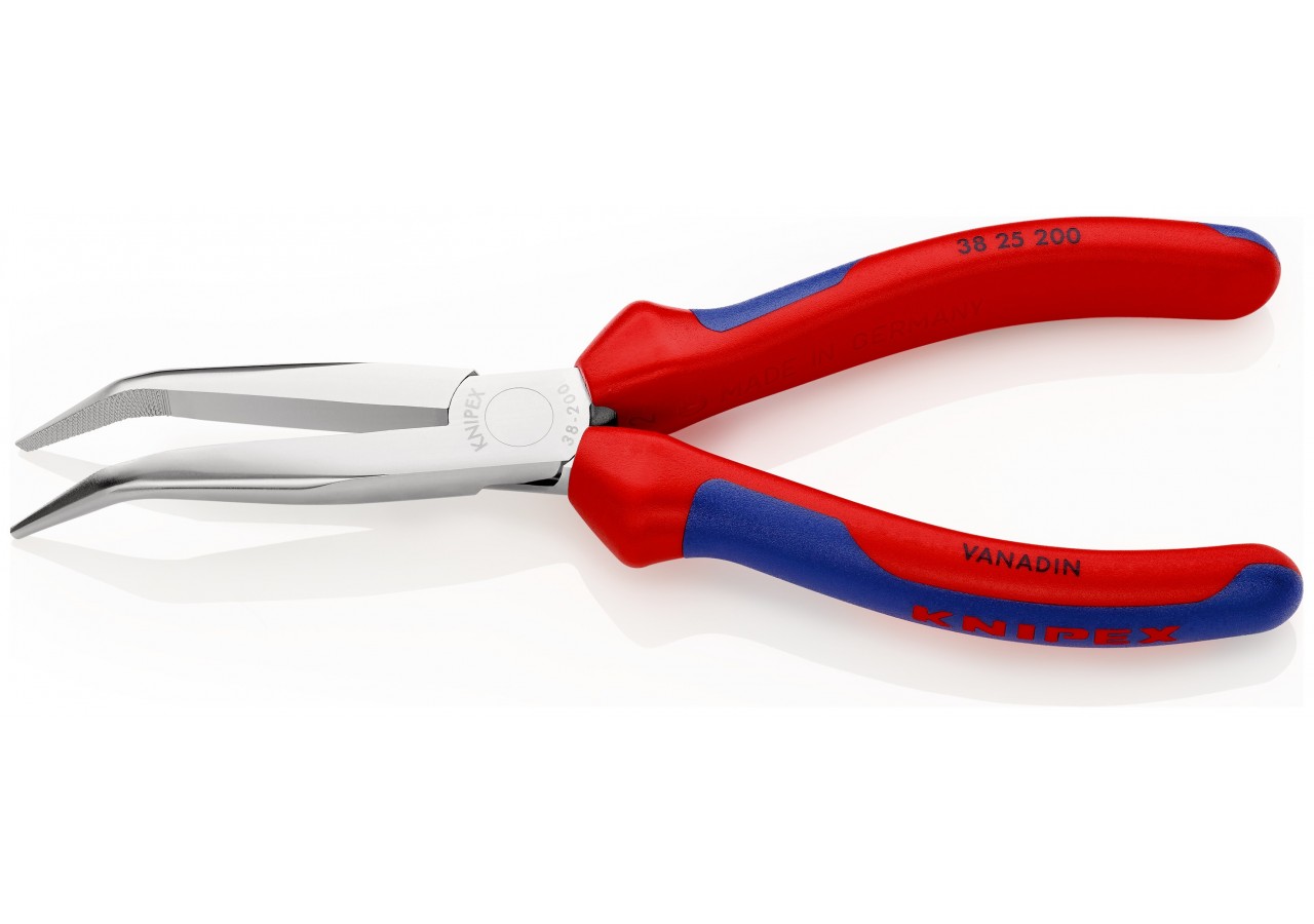 Pince de mécanicien 200mm - Becs demi-ronds striés coudés 40° Bi-matière Chromée - Knipex - 3825200