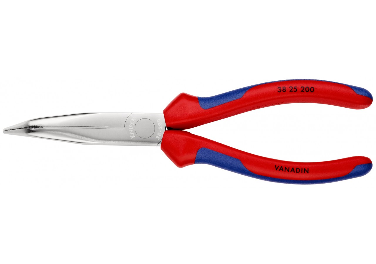 Pince de mécanicien 200mm - Becs demi-ronds striés coudés 40° Bi-matière Chromée - Knipex - 3825200