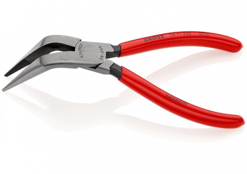Pince de mécanicien 200mm - Becs demi-ronds coudés 70° - Gainage PVC - Knipex - 3871200