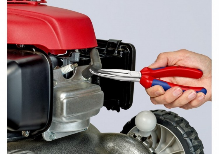 Pince de mécanicien pour cosses de bougies 200mm Coudée 45° Bi-matière Chromée - Knipex - 3895200 2