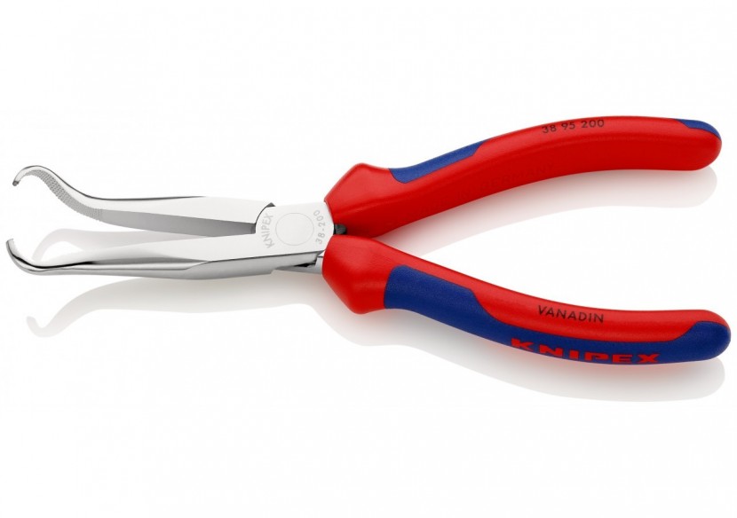 Pince de mécanicien pour cosses de bougies 200mm Coudée 45° Bi-matière Chromée - Knipex - 3895200 Pince de mécanicien pour cosses de bougies 200mm Coudée 45° Bi-matière Chromée - Knipex - 3895200