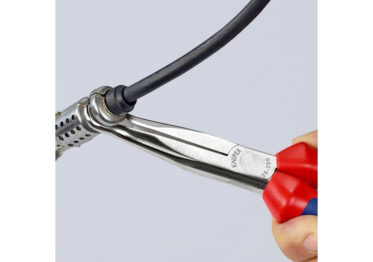 Pince de mécanicien pour cosses de bougies 200mm Coudée 45° Bi-matière Chromée - Knipex - 3895200