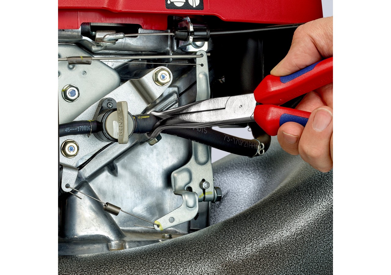 Pince de mécanicien pour cosses de bougies 200mm Coudée 45° Bi-matière Chromée - Knipex - 3895200