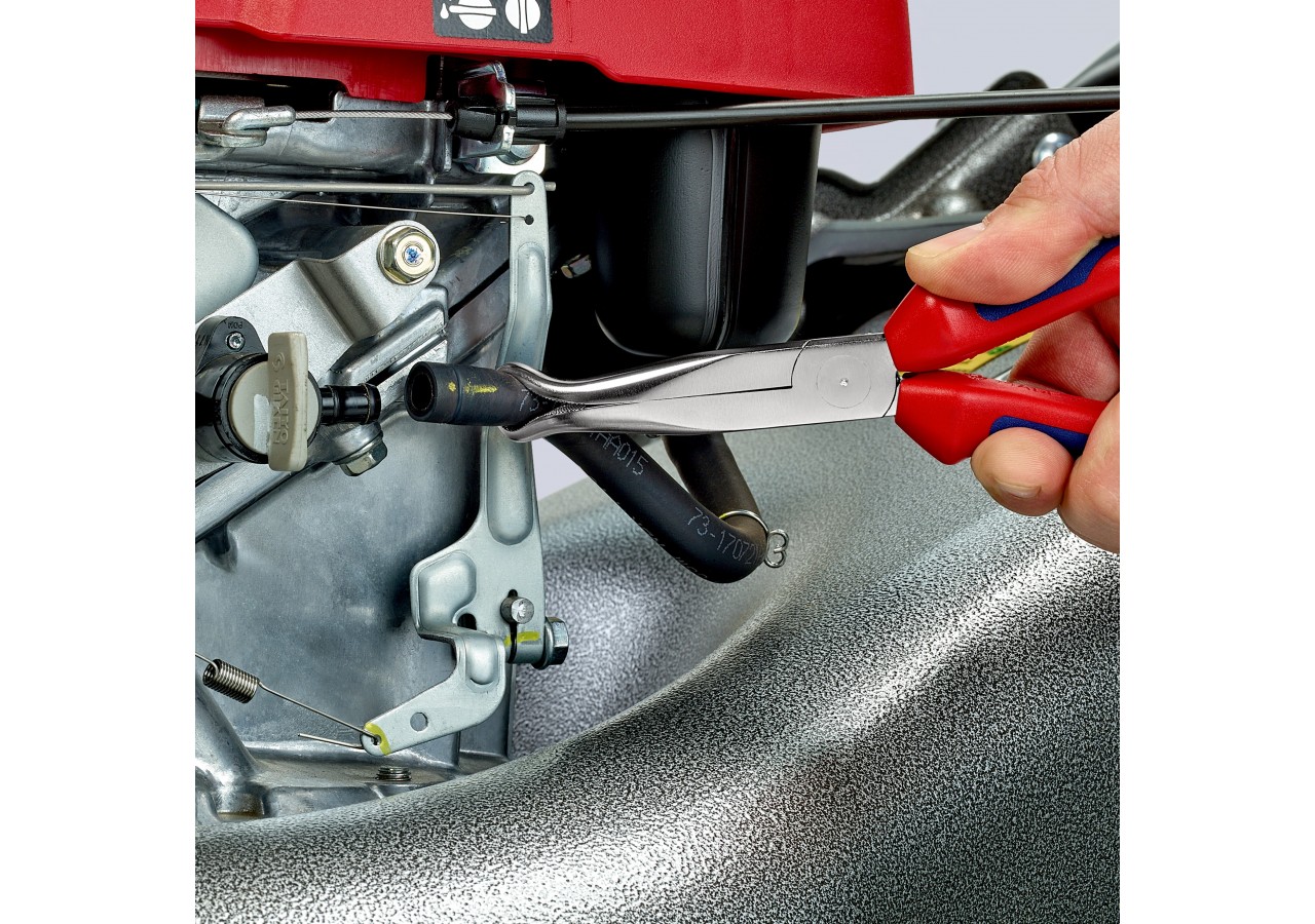 Pince de mécanicien pour cosses de bougies 200mm Coudée 45° Bi-matière Chromée - Knipex - 3895200