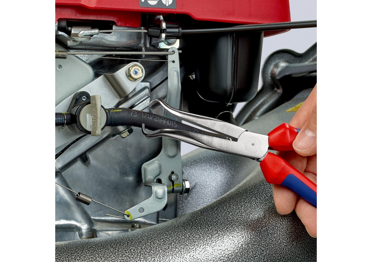 Pince de mécanicien pour cosses de bougies 200mm Coudée 45° Bi-matière Chromée - Knipex - 3895200