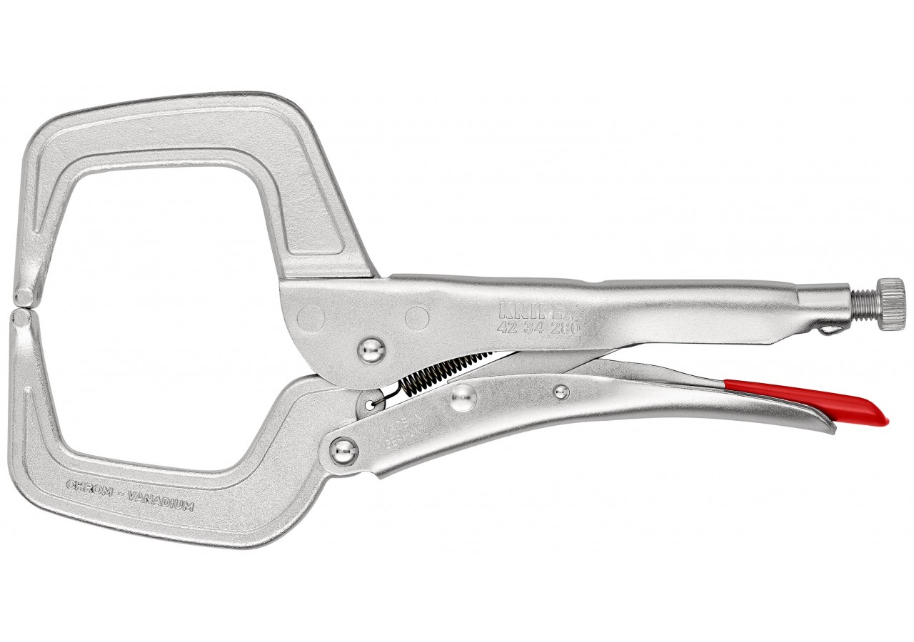 Pince-étau à souder 280mm - Bords hauts - Zinguée brillante - Section max. 90mm - Knipex - 4234280