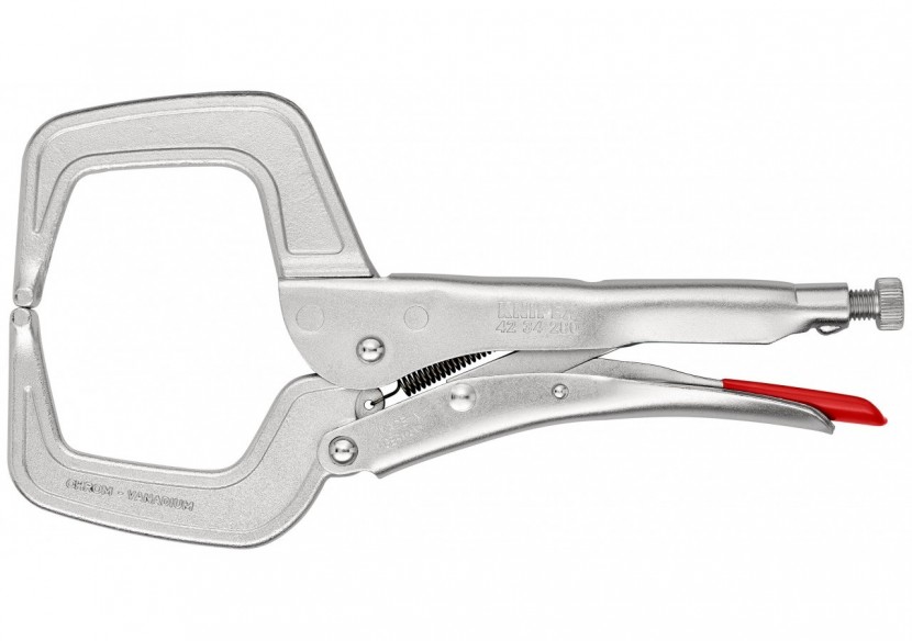 Pince-étau à souder 280mm - Bords hauts - Zinguée brillante - Section max. 90mm - Knipex - 4234280