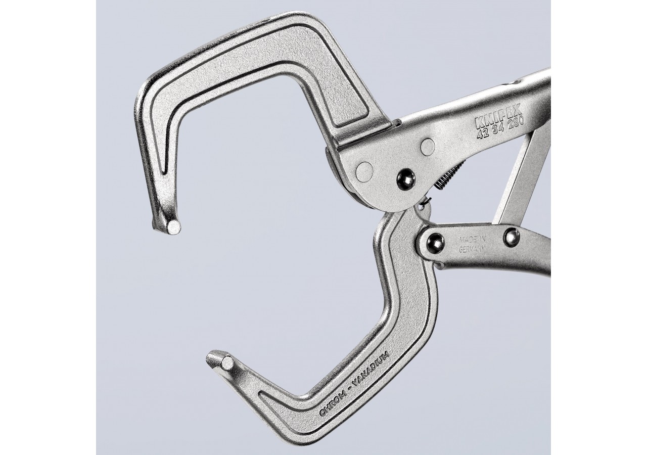 Pince-étau à souder 280mm - Bords hauts - Zinguée brillante - Section max. 90mm - Knipex - 4234280