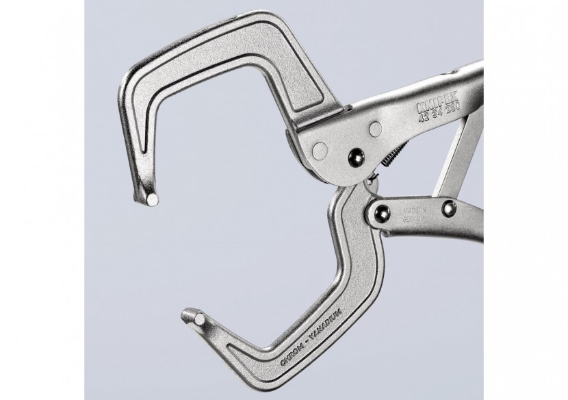 Pince-étau à souder 280mm - Bords hauts - Zinguée brillante - Section max. 90mm - Knipex - 4234280