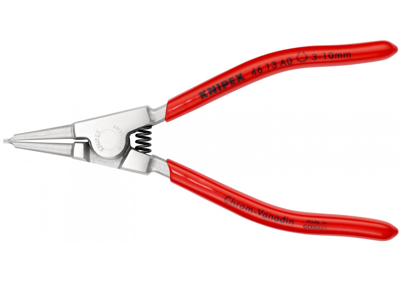 Pince pour circlips extérieurs d'Arbre 3 à 10mm - 140mm - Gainage PVC - Chromée - Knipex - 4613A0
