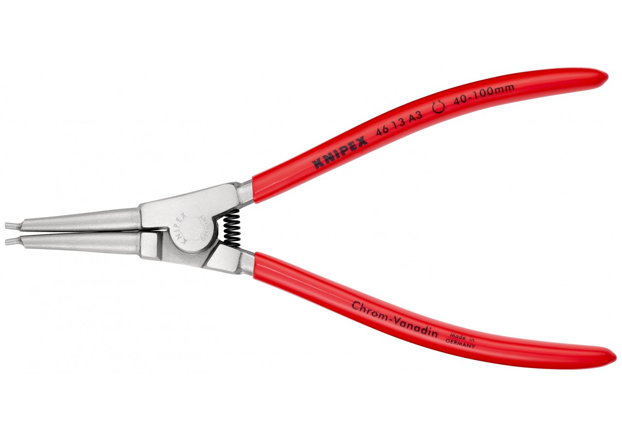 Pince pour circlips extérieurs d'Arbre 40 à 100mm - 210mm - Gainage PVC -Chromée - Knipex - 4613A3
