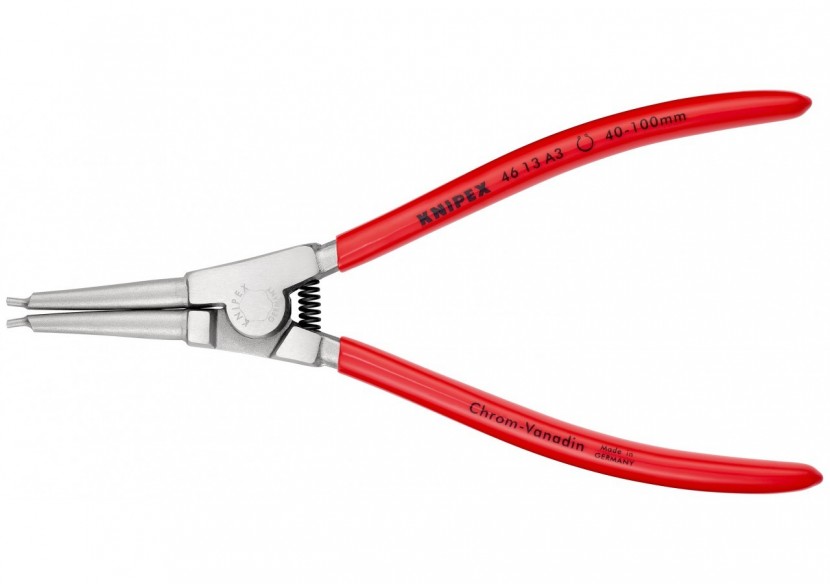 Pince pour circlips extérieurs d'Arbre 40 à 100mm - 210mm - Gainage PVC -Chromée - Knipex - 4613A3
