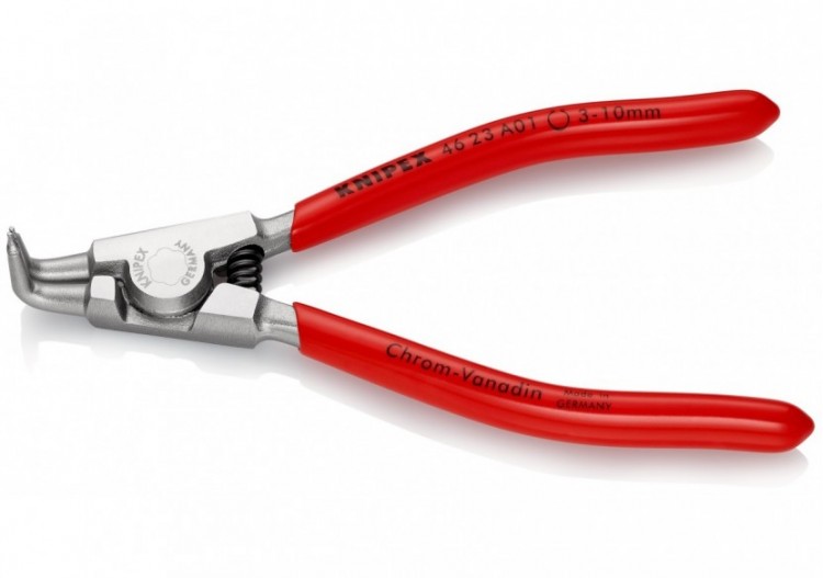 Pince pour circlips extérieurs d'Arbre 3 à 10mm - 125mm 90° - Gaines PVC Chromée - Knipex - 4623A01
