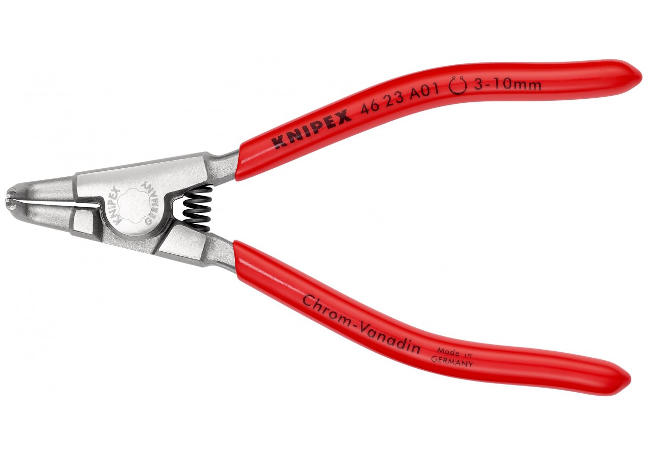 Pince pour circlips extérieurs d'Arbre 3 à 10mm - 125mm 90° - Gaines PVC Chromée - Knipex - 4623A01