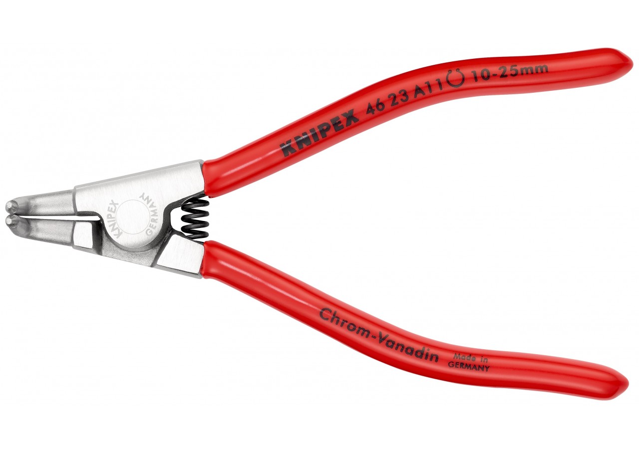 Pince pour circlips extérieurs d'Arbre 10 à 25mm - 125mm 90° Gaines PVC Chromée - Knipex - 4623A11