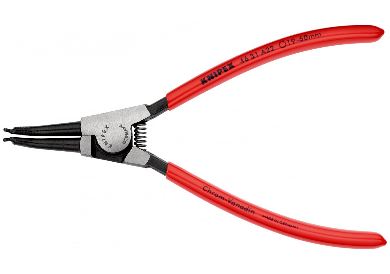 Pince pour circlips extérieurs d'Arbre de 19 à 60mm - 185mm 45° - Gainage PVC - Knipex - 4631A22