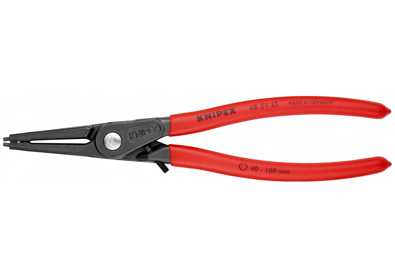 Pince circlips intérieurs de 40 à 100mm + vis de réglage - 225mm - Gainage PVC - Knipex - 4831J3