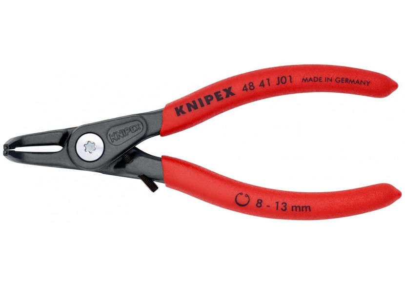 Pince circlips intérieurs de 8 à 13mm + vis de réglage - 130mm 90° - Gainage PVC - Knipex - 4841J01