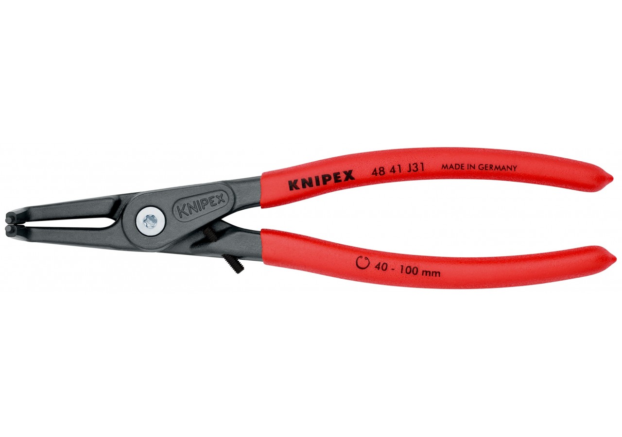 Pince circlips intérieurs de 40 à 100mm + vis de réglage - 210mm 90° Gaines PVC - Knipex - 4841J31