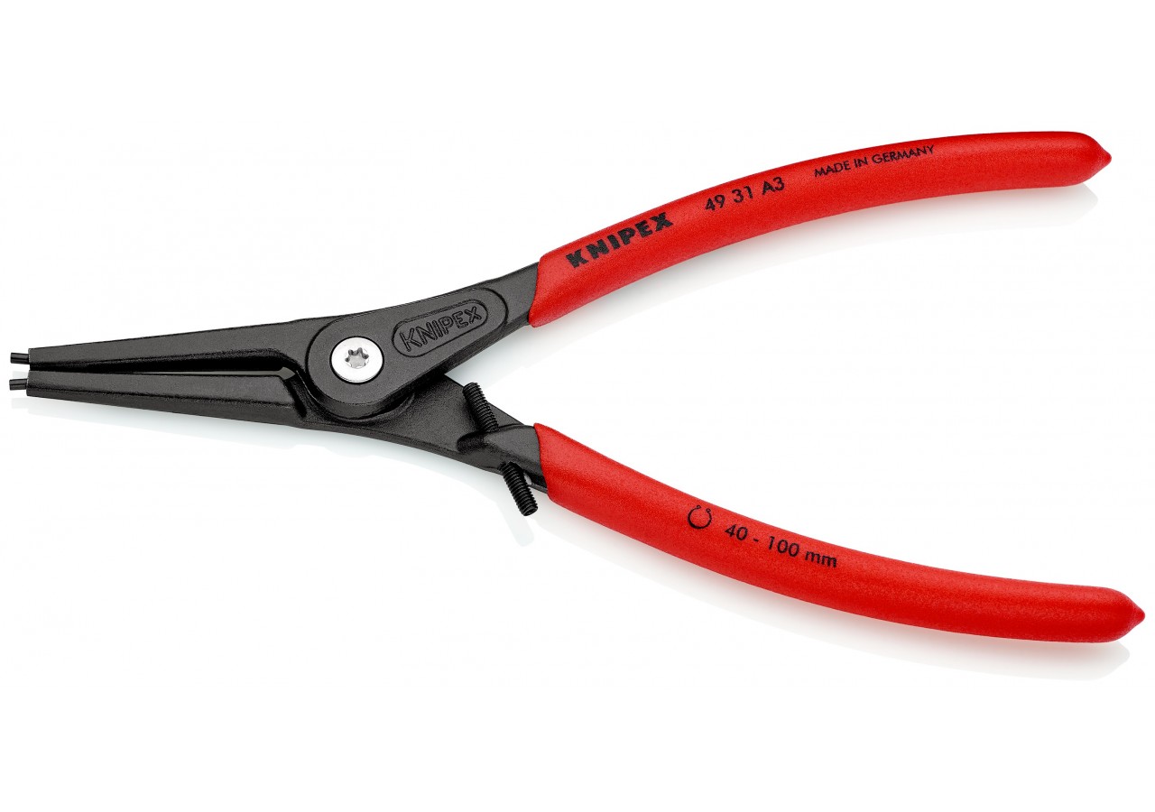 Pince circlips extérieurs de 40 à 100mm + vis de réglage - 180mm - Gainage PVC - Knipex - 4931A3