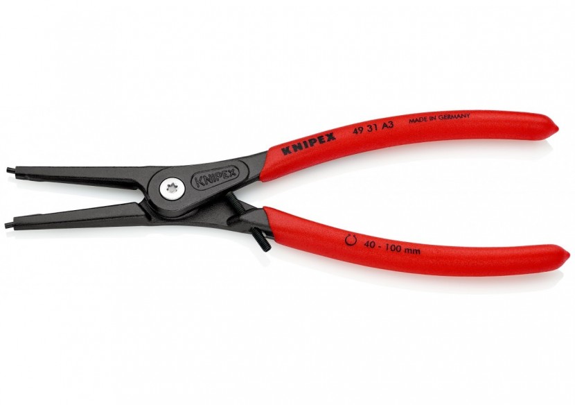Pince circlips extérieurs de 40 à 100mm + vis de réglage - 180mm - Gainage PVC - Knipex - 4931A3
