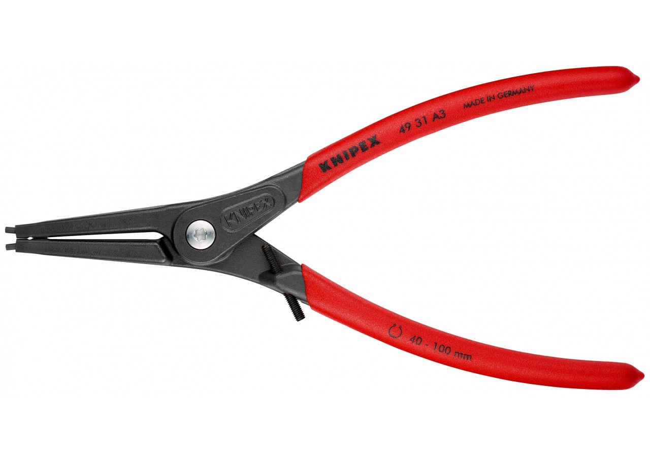 Pince circlips extérieurs de 40 à 100mm + vis de réglage - 180mm - Gainage PVC - Knipex - 4931A3