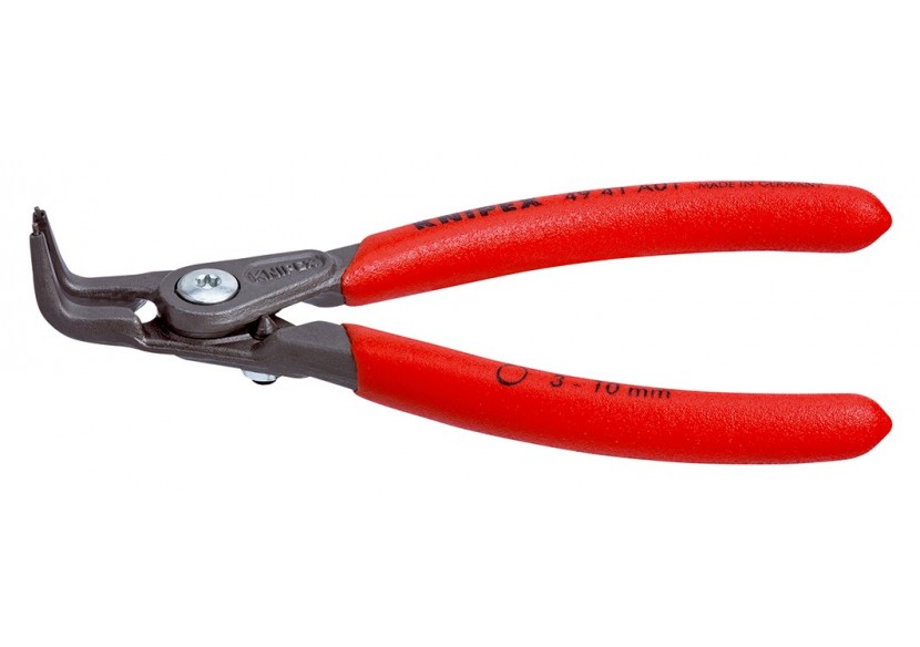 Pince circlips extérieurs de 3 à 10mm + vis de réglage - 130mm 90° - Gainage PVC - Knipex - 4941A01
