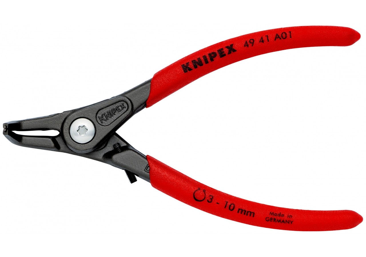 Pince circlips extérieurs de 3 à 10mm + vis de réglage - 130mm 90° - Gainage PVC - Knipex - 4941A01