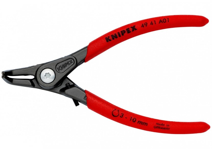 Pince circlips extérieurs de 3 à 10mm + vis de réglage - 130mm 90° - Gainage PVC - Knipex - 4941A01