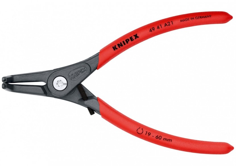 Pince circlips extérieurs de 19 à 60mm + vis de réglage -165mm 90° - Gainage PVC - Knipex - 4941A21