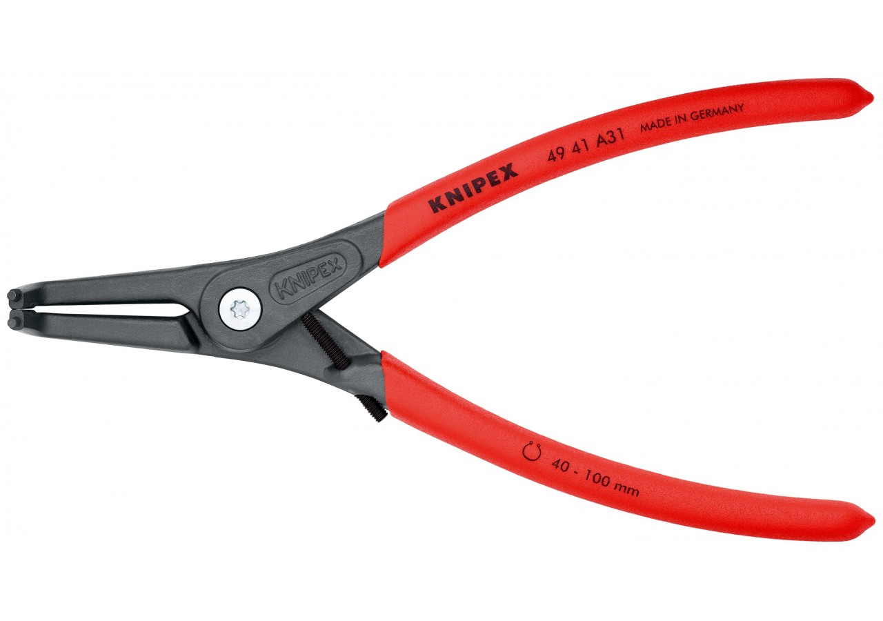 Pince circlips extérieurs de 40 à 100mm + vis de réglage -210mm 90° Gainage PVC - Knipex - 4941A31