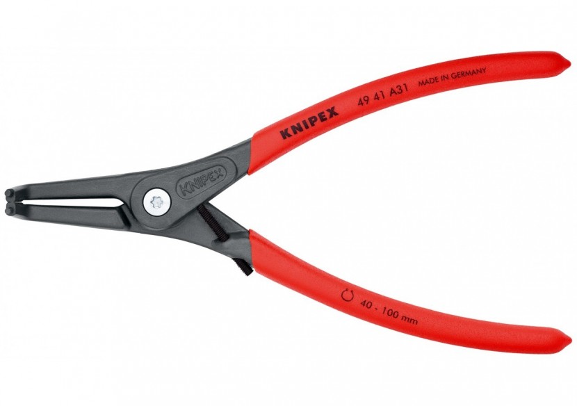 Pince circlips extérieurs de 40 à 100mm + vis de réglage -210mm 90° Gainage PVC - Knipex - 4941A31