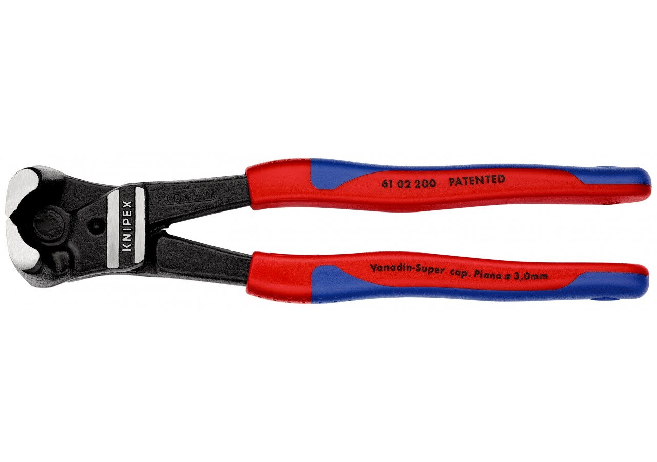 Pince coupante de devant démultipliée pour boulons 200mm - Bi-matière - 64 HRC - Knipex - 6102200