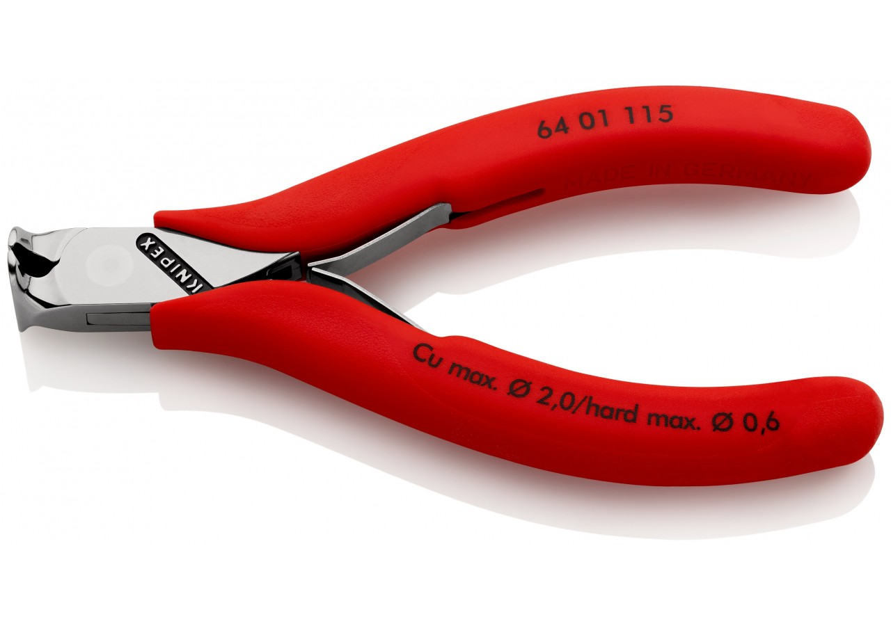 Pince coupante de devant petit biseau pour l'électronique 115mm 90° -Gainage PVC - Knipex - 6401115