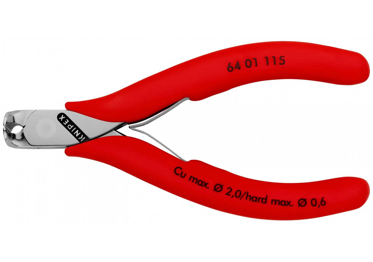 Pince coupante de devant petit biseau pour l'électronique 115mm 90° -Gainage PVC - Knipex - 6401115