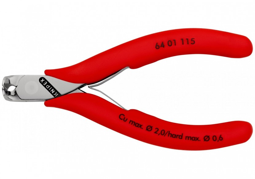 Pince coupante de devant petit biseau pour l'électronique 115mm 90° -Gainage PVC - Knipex - 6401115