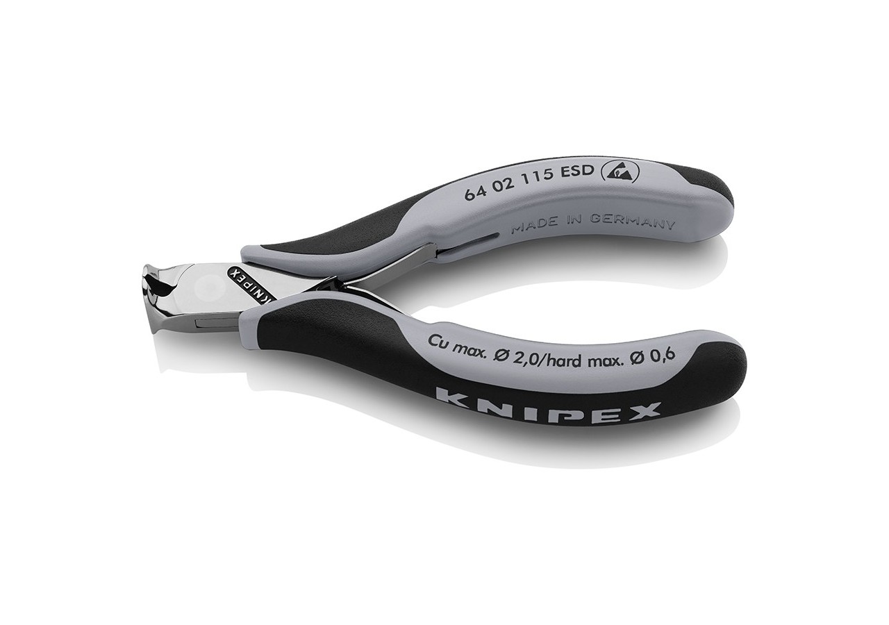 Pince coupante de devant sans biseau pour l'électronique 115mm - Bi-matière ESD - Knipex - 6402115ESD