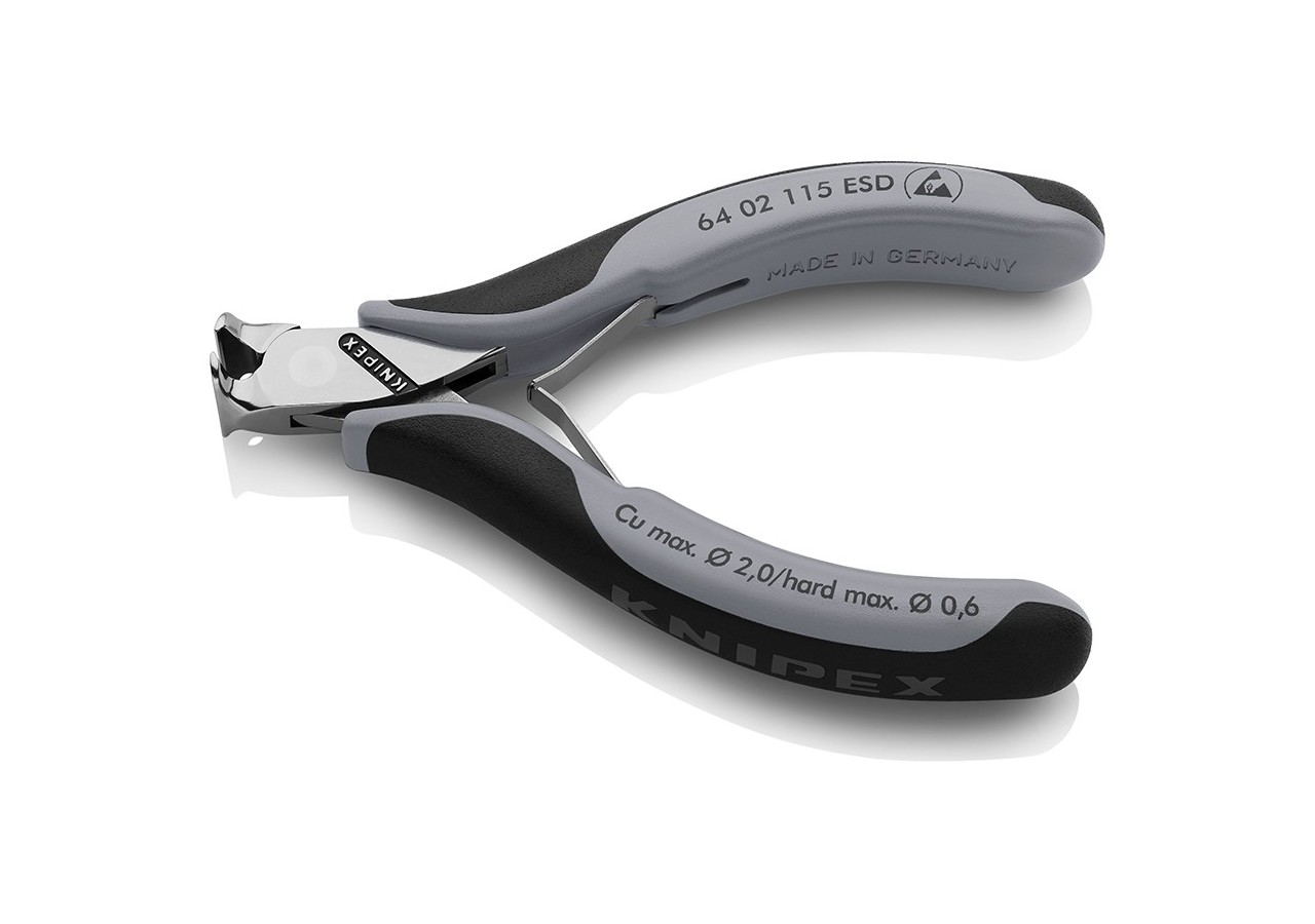 Pince coupante de devant sans biseau pour l'électronique 115mm - Bi-matière ESD - Knipex - 6402115ESD