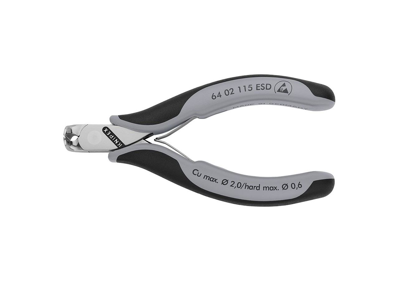 Pince coupante de devant sans biseau pour l'électronique 115mm - Bi-matière ESD - Knipex - 6402115ESD