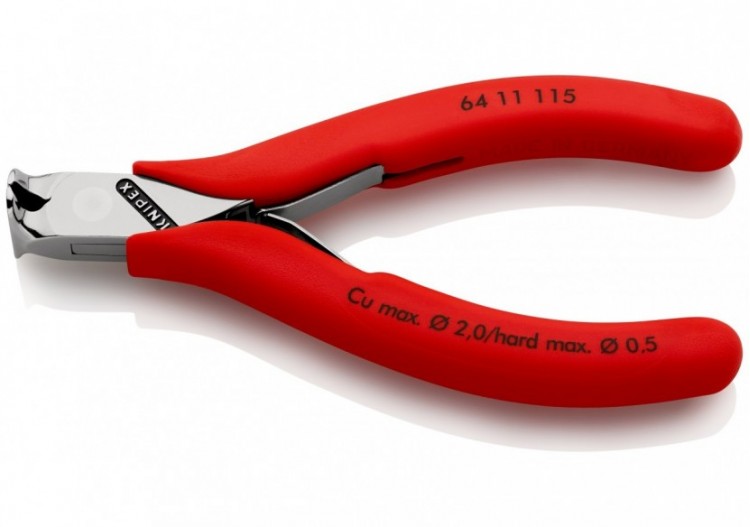 Pince coupante de devant sans biseau pour l'électronique 115mm 90° -Bi-matière - Knipex - 6411115