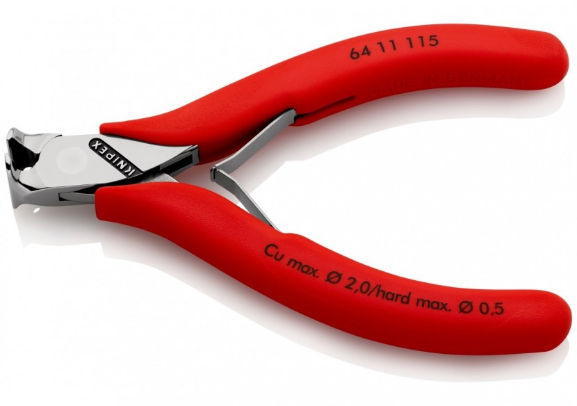 Pince coupante de devant sans biseau pour l'électronique 115mm 90° -Bi-matière - Knipex - 6411115