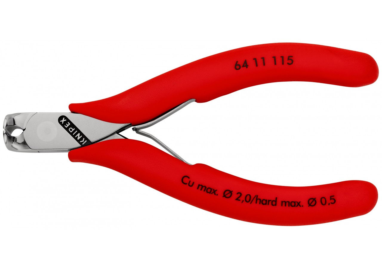 Pince coupante de devant sans biseau pour l'électronique 115mm 90° -Bi-matière - Knipex - 6411115