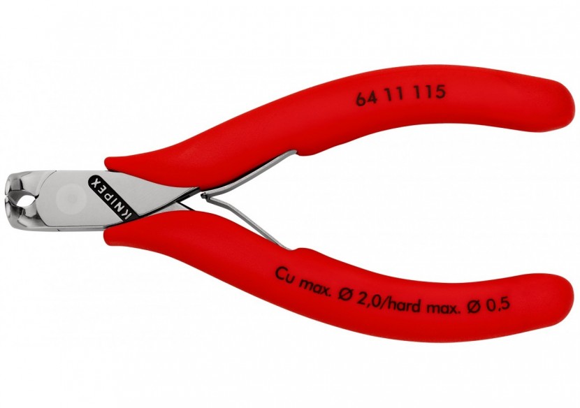 Pince coupante de devant sans biseau pour l'électronique 115mm 90° -Bi-matière - Knipex - 6411115