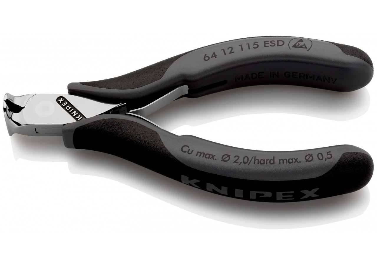 Pince coupante de devant sans biseau pour l'électronique 115mm 90°- Bi-mat. ESD - Knipex - 6412115ESD