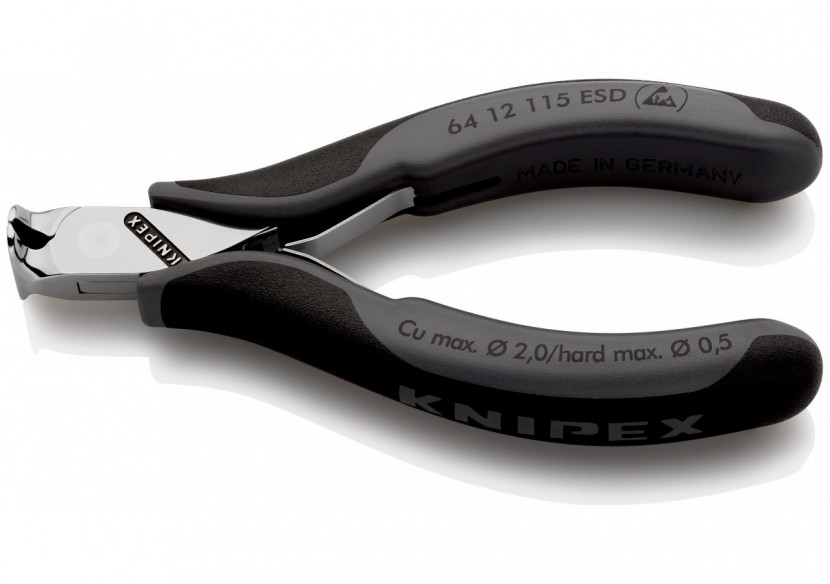 Pince coupante de devant sans biseau pour l'électronique 115mm 90°- Bi-mat. ESD - Knipex - 6412115ESD