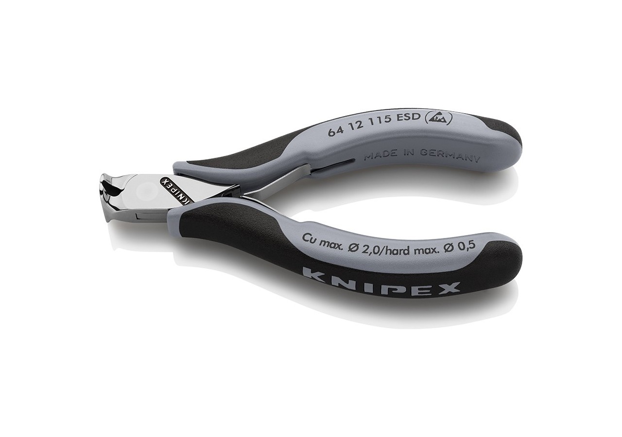 Pince coupante de devant sans biseau pour l'électronique 115mm 90°- Bi-mat. ESD - Knipex - 6412115ESD