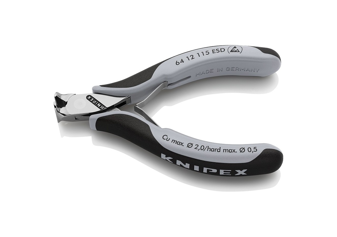Pince coupante de devant sans biseau pour l'électronique 115mm 90°- Bi-mat. ESD - Knipex - 6412115ESD