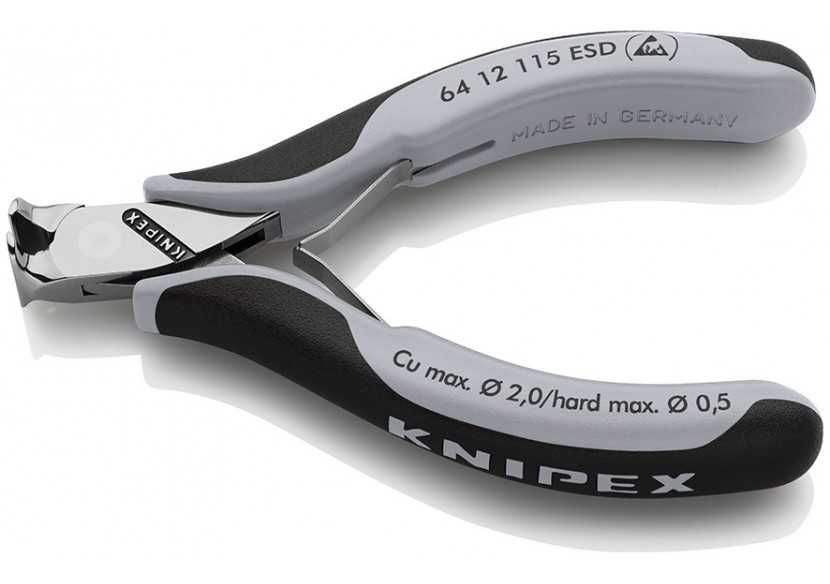 Pince coupante de devant sans biseau pour l'électronique 115mm 90°- Bi-mat. ESD - Knipex - 6412115ESD