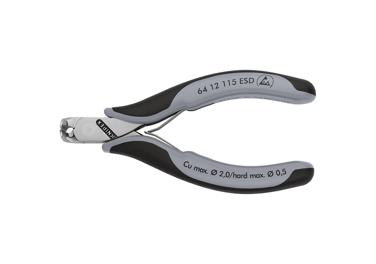 Pince coupante de devant sans biseau pour l'électronique 115mm 90°- Bi-mat. ESD - Knipex - 6412115ESD