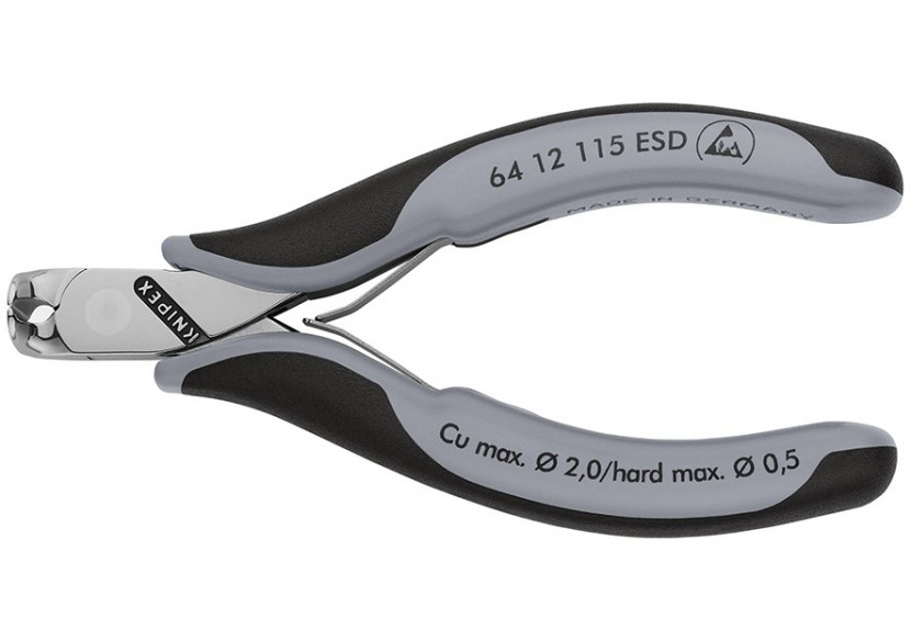 Pince coupante de devant sans biseau pour l'électronique 115mm 90°- Bi-mat. ESD - Knipex - 6412115ESD